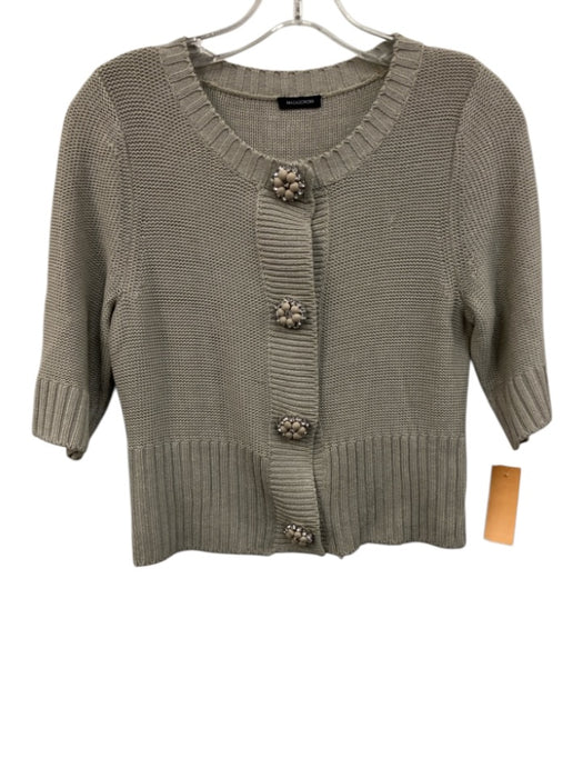 Magaschoni Size S Gray & Silver 1/2 Sleeve Knit Bedazzled Buttons Cardigan Gray & Silver / S