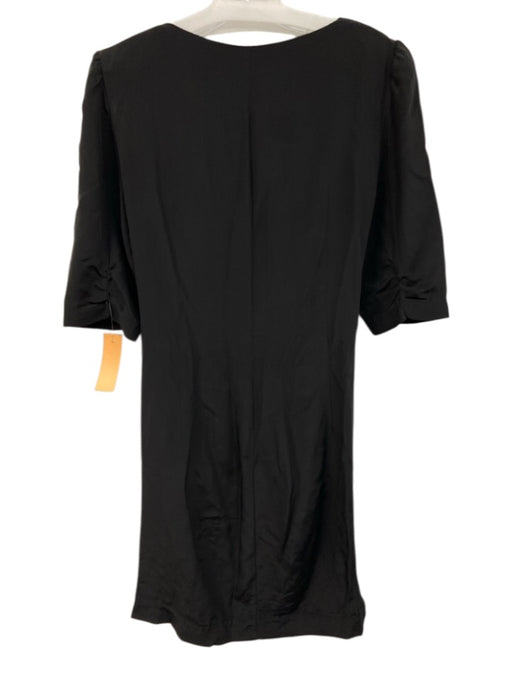 Rebecca Minkoff Size 8 Black Silk Short Puff Sleeve Ruched Side Mini Dress Black / 8
