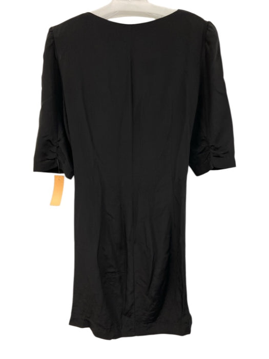 Rebecca Minkoff Size 8 Black Silk Short Puff Sleeve Ruched Side Mini Dress Black / 8