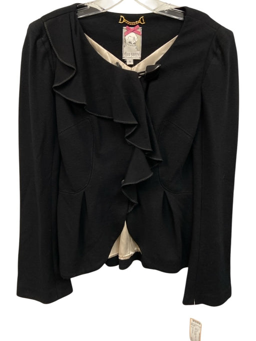 Yoana Baraschi Size 5 Black Silk Ruffle Buttons Long Flare Sleeve Jacket Black / 5