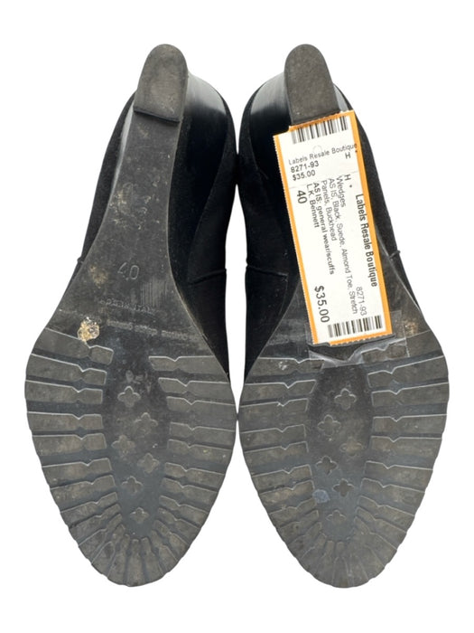 L.K. Bennett Shoe Size 40 Black Suede Almond Toe Stretch Panels Wedges Black / 40