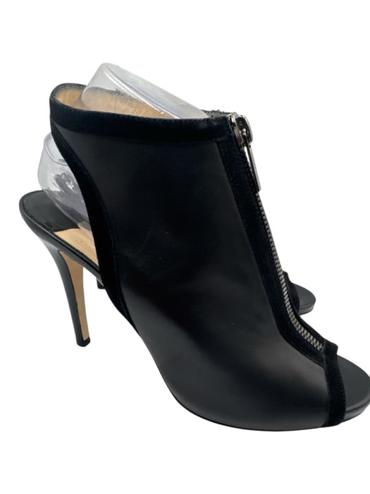 Jimmy Choo Shoe Size 40.5 Black Leather & Suede Peep Toe Front Zip Pumps Black / 40.5