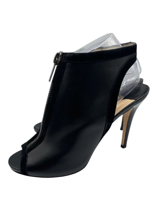Jimmy Choo Shoe Size 40.5 Black Leather & Suede Peep Toe Front Zip Pumps Black / 40.5