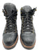 Frye Shoe Size 9.5 B Black Leather Lace Up Stacked Heel Brass Hardware Booties Black / 9.5 B
