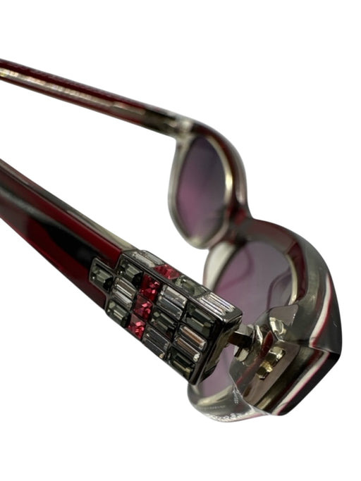 Judith Leiber Red Acetate Cat Eye Narrow Micro Sunglasses Red