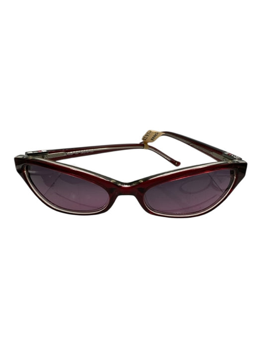 Judith Leiber Red Acetate Cat Eye Narrow Micro Sunglasses Red