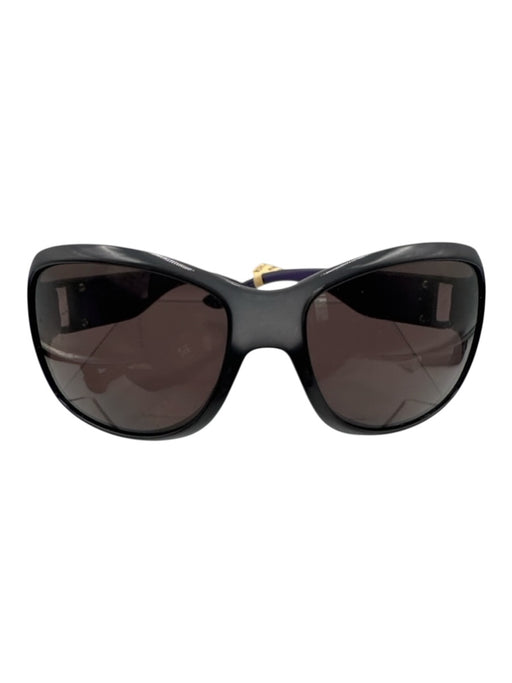 Christian Dior Dark Purple Acetate Rectangle Logo Sunglasses Dark Purple