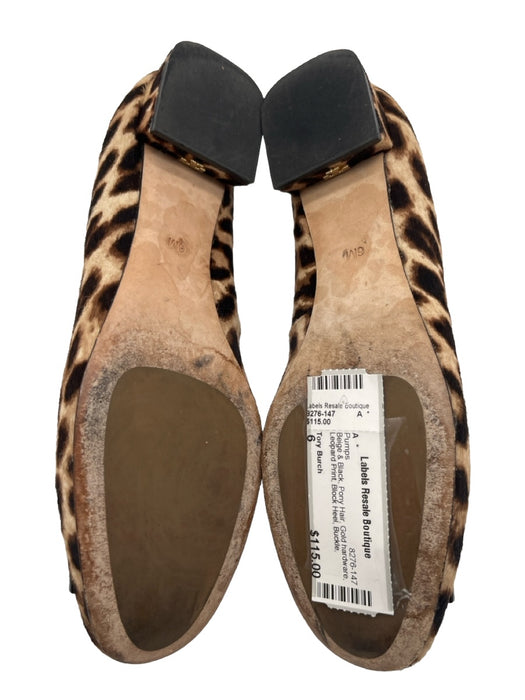 Tory Burch Shoe Size 6 Beige & Black Pony Hair Gold hardware Leopard Print Pumps Beige & Black / 6