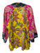 Johnny Was Size Small Pink & Yellow Print Silk 3/4 Bell Sleeve Floral Sweater Pink & Yellow Print / Small