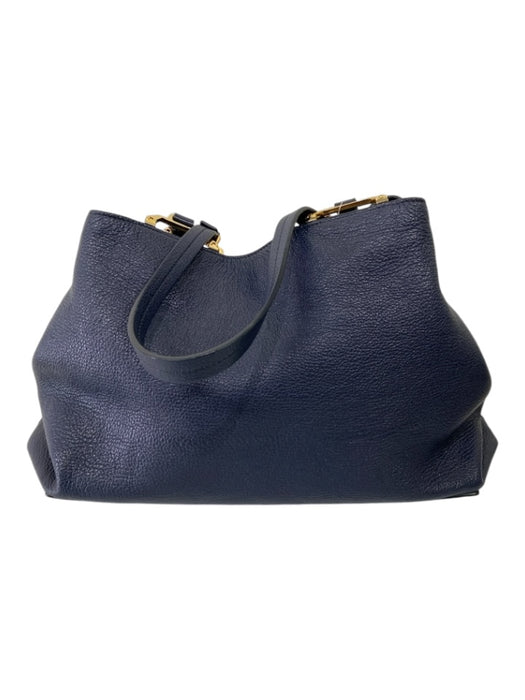 Miu Miu Navy Grain Leather Magnetic Closure Gold Hardware Pouch Inc. Bag Navy / Medium