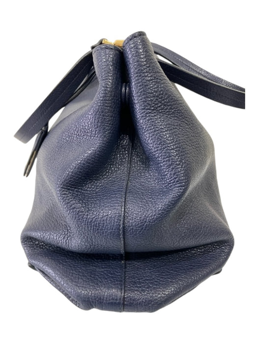 Miu Miu Navy Grain Leather Magnetic Closure Gold Hardware Pouch Inc. Bag Navy / Medium