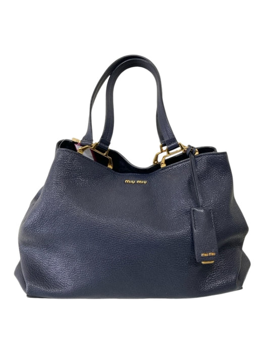 Miu Miu Navy Grain Leather Magnetic Closure Gold Hardware Pouch Inc. Bag Navy / Medium