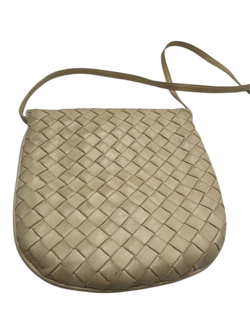 Bottega Veneta Beige Leather Flap Intrecciato Woven Crossbody Strap Bag Beige / XS
