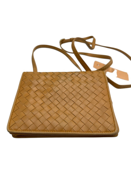 LALO Orange Leather Flap Woven Card holder Crossbody Strap Bag Orange / Mini