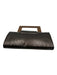 Fiori Dark Brown Leather Wood Handle Snake Skin Print Flap Clutch Bag Dark Brown / Small