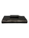 Fiori Dark Brown Leather Wood Handle Snake Skin Print Flap Clutch Bag Dark Brown / Small