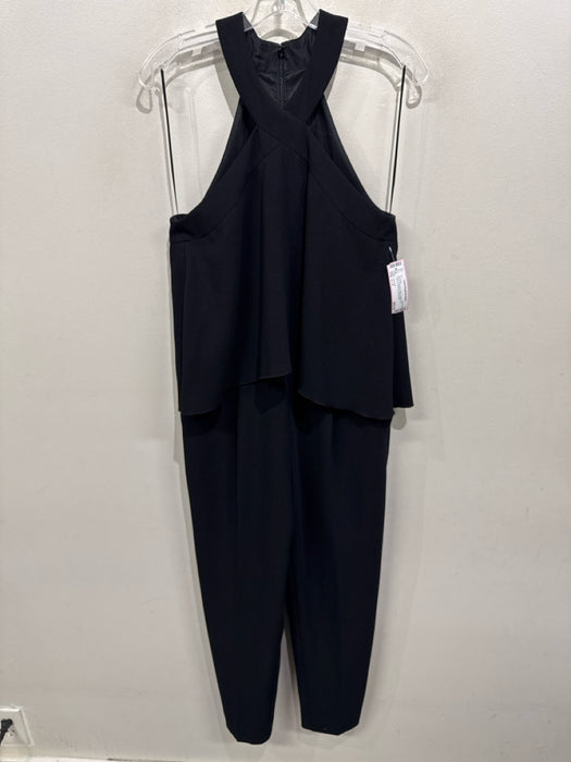 Trina Turk Size s / 4 Black Polyester Halter Ruffle Top Tapered Jumpsuit