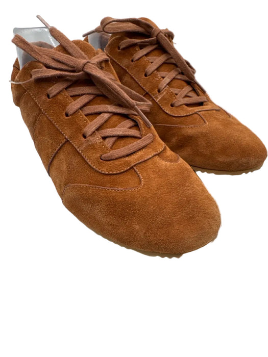 Reformation Shoe Size 7 Brown Suede Lace Up Stitching Detail Sneakers