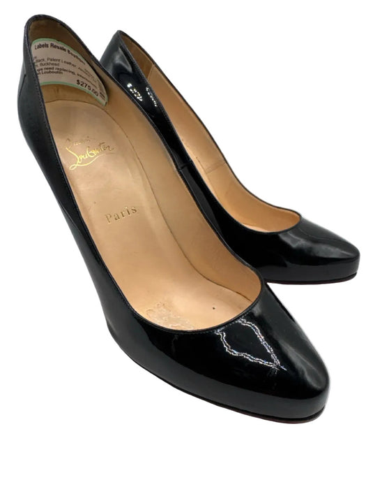 Christian Louboutin Shoe Size 41.5 Black Patent Leather Almond Toe Pumps