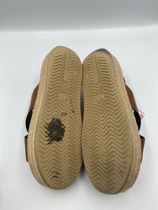 Prada Shoe Size 40 Brown & Beige Leather Espadrille Criss Cross Sandals