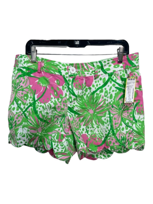 Lilly Pulitzer Size 10 Green, Pink & White Cotton Paisley Mid Rise Shorts Green, Pink & White / 10