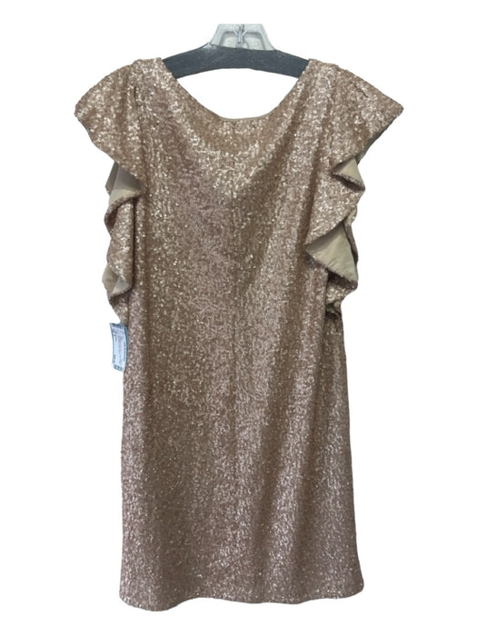 Britt Ryan Size 8 Champagne Gold Nylon Sequin Ruffle Cap Sleeve Dress Champagne Gold / 8