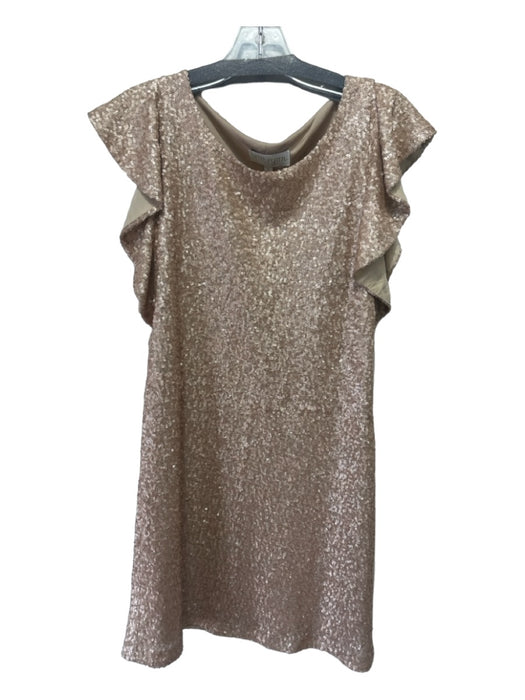 Britt Ryan Size 8 Champagne Gold Nylon Sequin Ruffle Cap Sleeve Dress Champagne Gold / 8