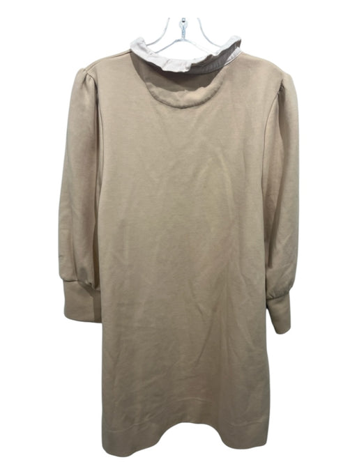 Pomander Place Size L Beige & Cream Polyester & Cotton 1 Button Collared Dress Beige & Cream / L
