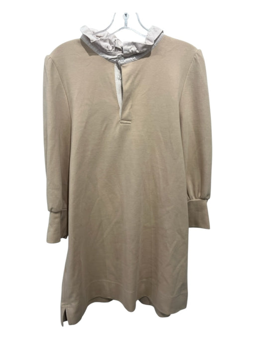 Pomander Place Size L Beige & Cream Polyester & Cotton 1 Button Collared Dress Beige & Cream / L