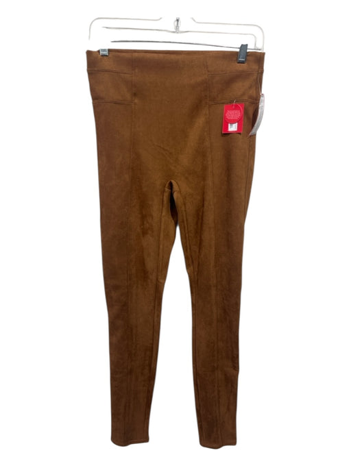 Spanx Size M Caramel Brown Polyester Faux Suede Stretch Waist Pants Caramel Brown / M