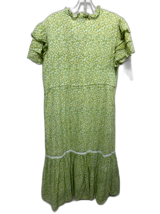 Olivia James the Label Size M Green, Blue & White Cotton Floral Dot Print Dress Green, Blue & White / M