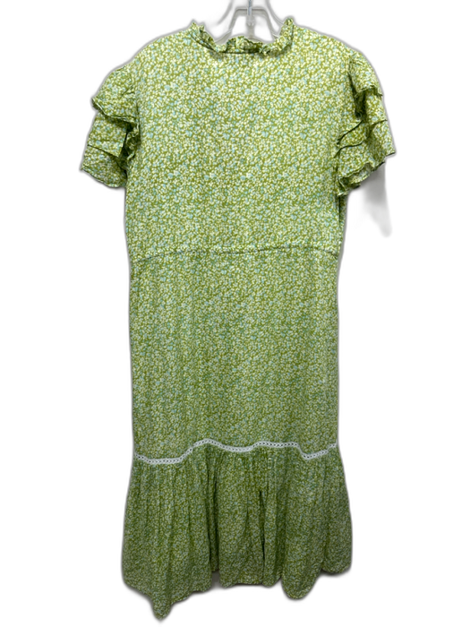 Olivia James the Label Size M Green, Blue & White Cotton Floral Dot Print Dress Green, Blue & White / M