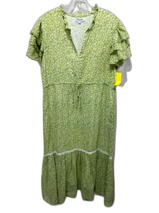 Olivia James the Label Size M Green, Blue & White Cotton Floral Dot Print Dress Green, Blue & White / M