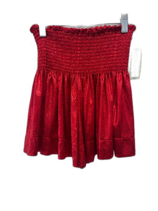 Queen of Sparkles Size XS Red Polyester Blend Metallic Shimmer Strapless Top Red / XS