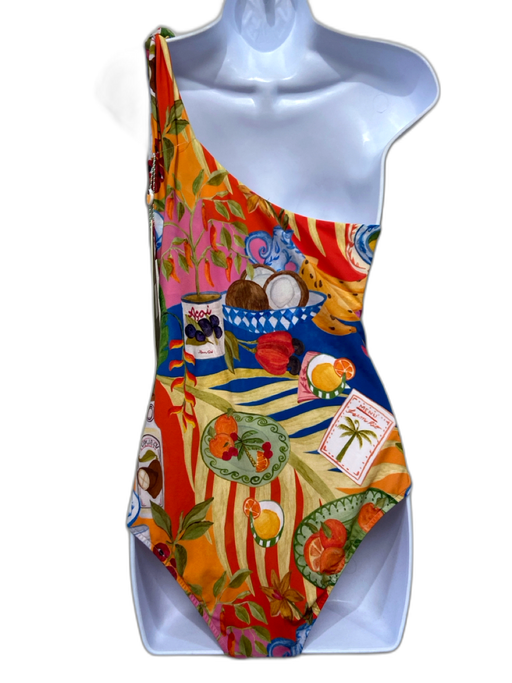 Farm Rio Size L Green, Red & Multi Polyamide Blend Fruit Print Knot Swimsuit Green, Red & Multi / L