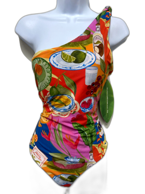 Farm Rio Size L Green, Red & Multi Polyamide Blend Fruit Print Knot Swimsuit Green, Red & Multi / L