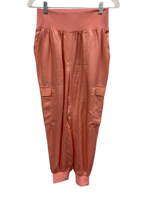 Cinq a Sept Size M Salmon Pink Cupro Elastic Waistband Zip Up Jacket Pant Set Salmon Pink / M