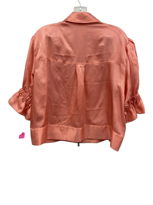 Cinq a Sept Size M Salmon Pink Cupro Elastic Waistband Zip Up Jacket Pant Set Salmon Pink / M