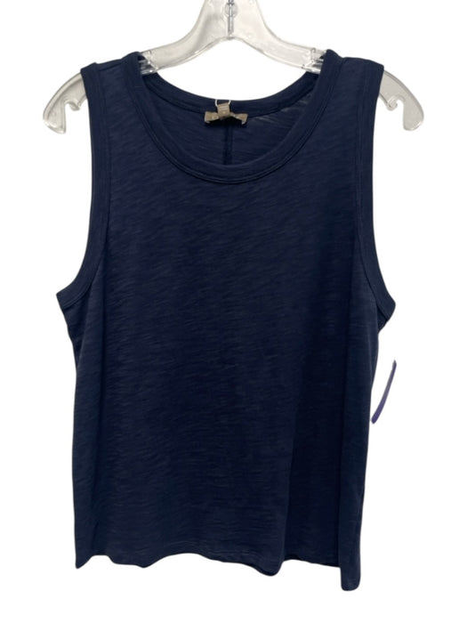 Lilla P Size L Dark Blue Cotton Sleeveless Heathered Tank Top Dark Blue / L