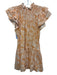 Pinch Size S Orange & White Cotton Cap Sleeve Abstract Print Ruffle Neck Dress Orange & White / S