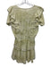 Love Shack Fancy Size XS Green & White Cotton Ruffle Cap Sleeve Tiered Dress Green & White / XS