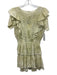 Love Shack Fancy Size XS Green & White Cotton Ruffle Cap Sleeve Tiered Dress Green & White / XS