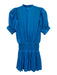 day + moon Size S Electric Blue Polyester Short Puff Sleeve Smocked Waist Dress Electric Blue / S