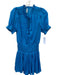 day + moon Size S Electric Blue Polyester Short Puff Sleeve Smocked Waist Dress Electric Blue / S