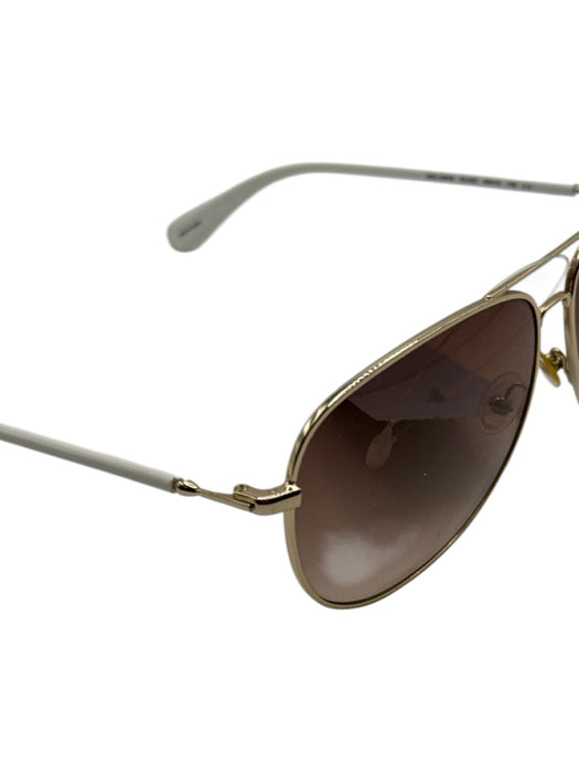 Marc By Marc Jacobs White & Gold Metal Brown Gradient Lens Aviator Sunglasses White & Gold