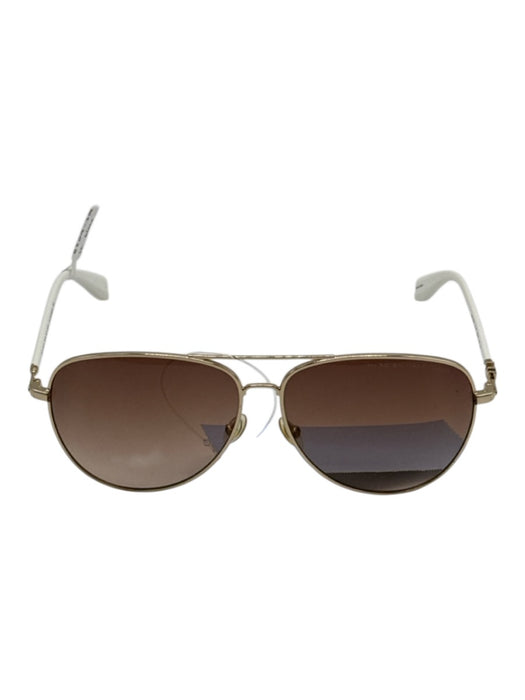 Marc By Marc Jacobs White & Gold Metal Brown Gradient Lens Aviator Sunglasses White & Gold