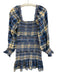Love Shack Fancy Size XS Blue, Black & Beige Cotton Long puff sleeve Plaid Dress Blue, Black & Beige / XS