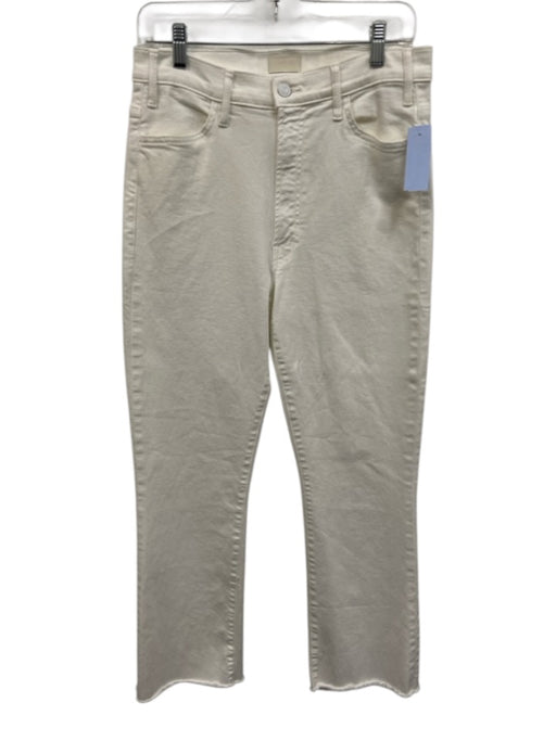 Mother Size 31 White Cotton & Polyester Zip Fly High Rise Slim Straight Jeans White / 31