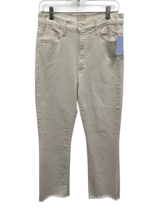 Mother Size 31 White Cotton & Polyester Zip Fly High Rise Slim Straight Jeans White / 31