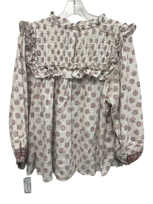 Cleobella Size M White, Pink, Red Cotton Puff 3/4 Sleeve Floral Print Top White, Pink, Red / M